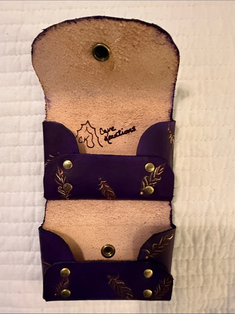 Purple Embossed Leather Snap Wallet